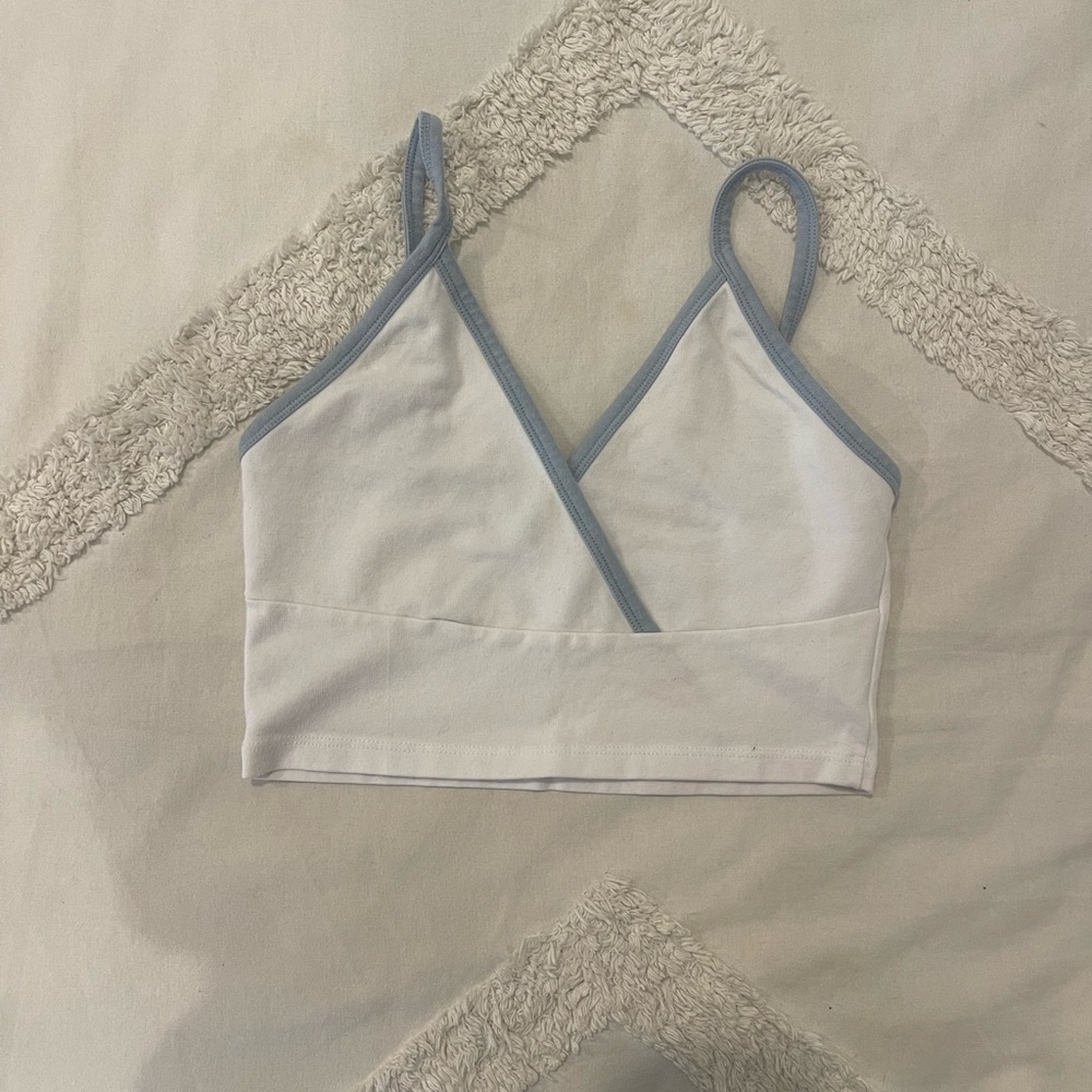 Brandy Melville White and Blue Tank